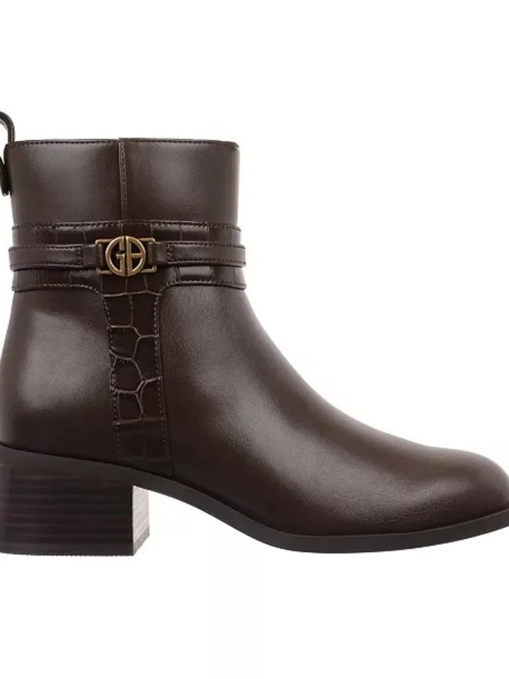 Women's Brown Ankle Boots with Gold Accent
